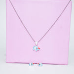 Blue elephant earring neckpiece set - Pure Silver
