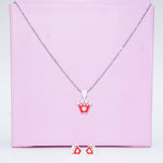 Crown shape earring pendant set - Pure Silver