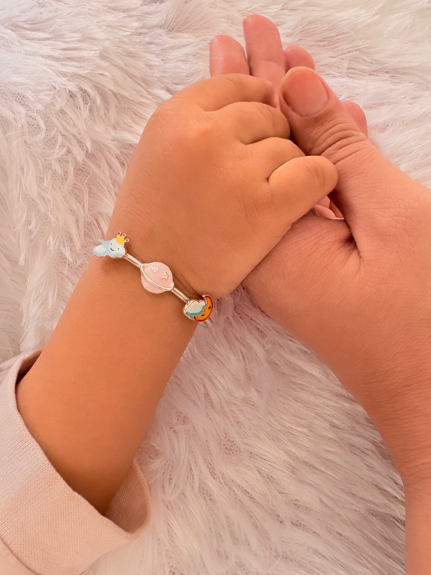 Little Planets Charm Bangles – Pure 925 Silver (Set of 2)