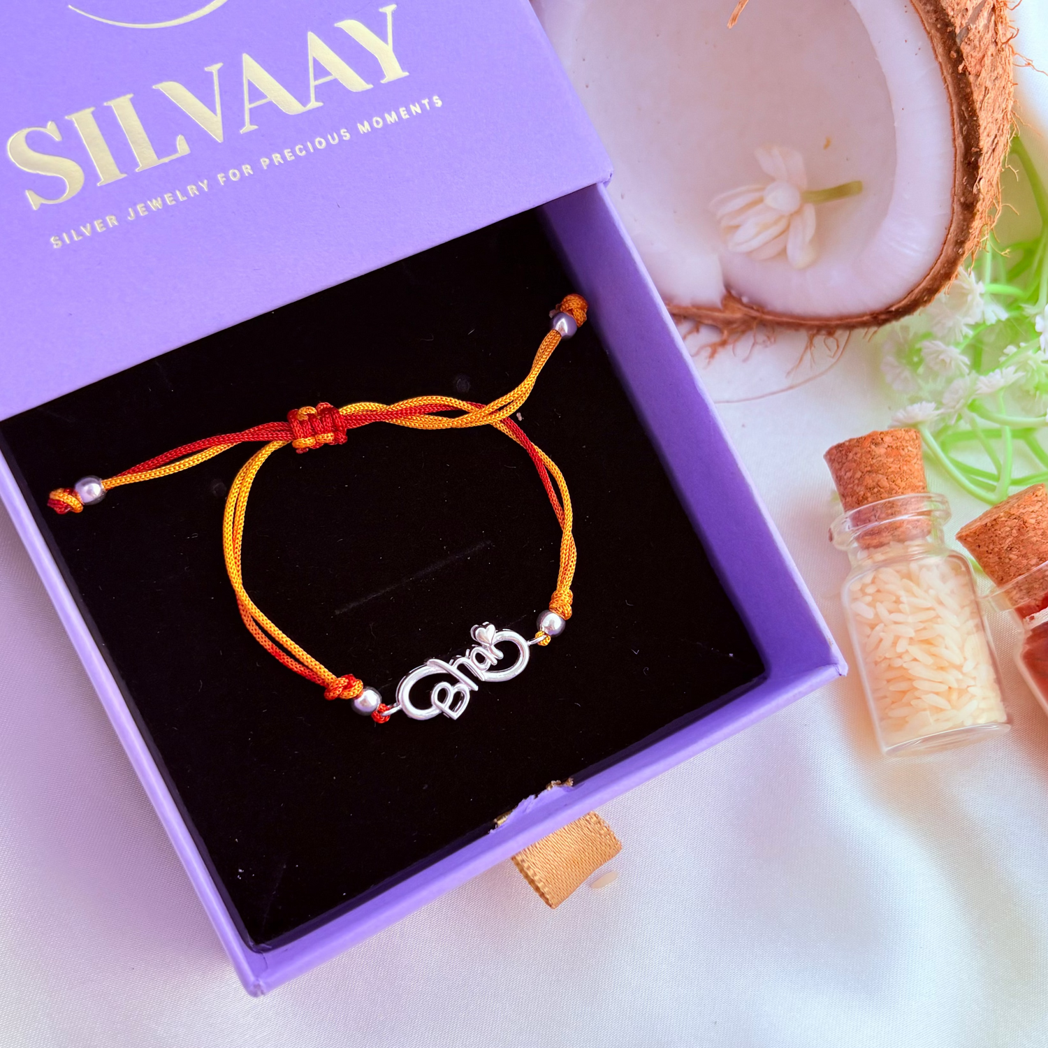 BhaiBand Rakhi – Adjustable Thread Rakhi with 925 Silver ‘Bhai’ Charm