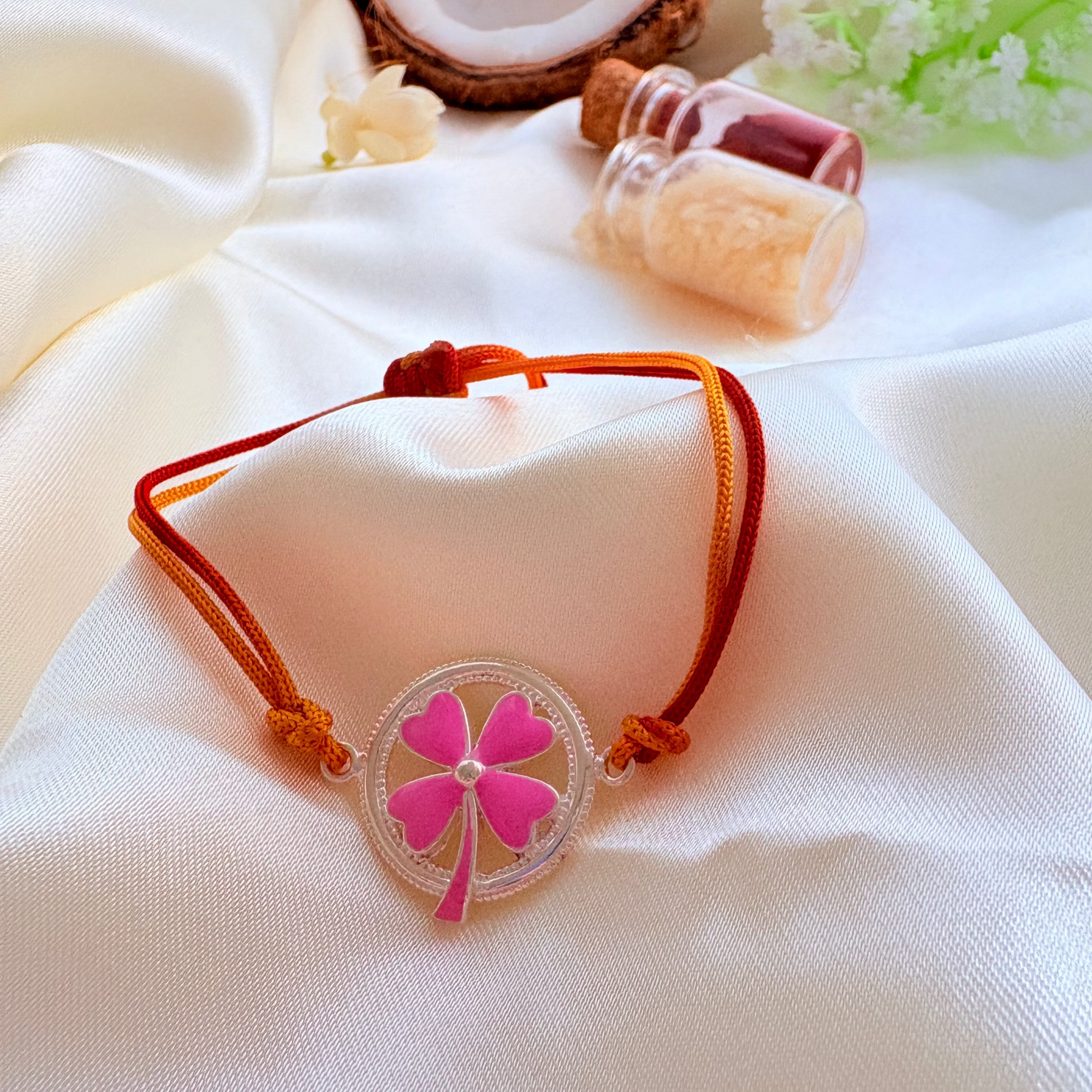 BlossomBond Rakhi – Designer Floral Thread Rakhi