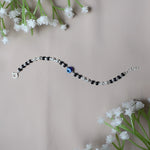 BlueGuardian Nazariya – 925 Silver Evil Eye Bead with Silver Balls & Black Beads