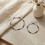 DualBead Duo Bracelet – 925 Silver Black & Silver Beads Bracelet Set for Mother & Kid