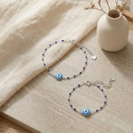 TwinNazar Duo Bracelet – 925 Silver Evil Eye Black Beads Bracelet Set for Mother & Kid