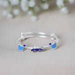 RoyalRide Bangle – 925 Silver Car & Crown Charm Kids Bangle