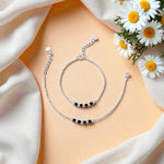 NoorBeads Designer Black Beads Anklet – 925 Silver for Kids