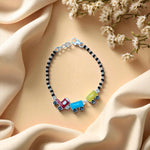 Toy Train Black Bead Nazariya – 925 Silver with Black Beads