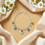 Little Sheep Charm Silver Anklet – With Dangling Stars & Flowers for Toddlers