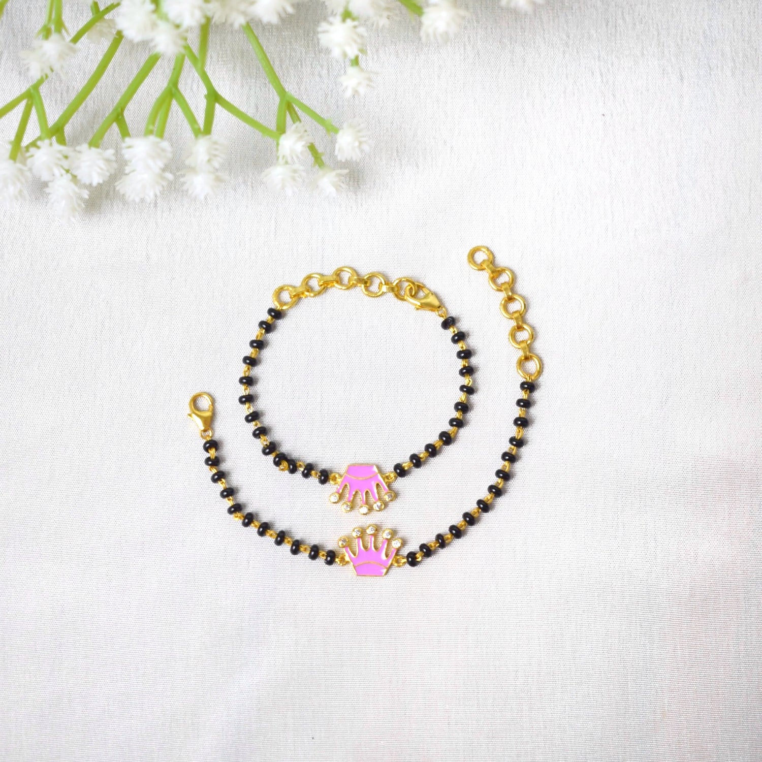 RoyalCrown Band – Gold-Plated Nazariya with Black Beads