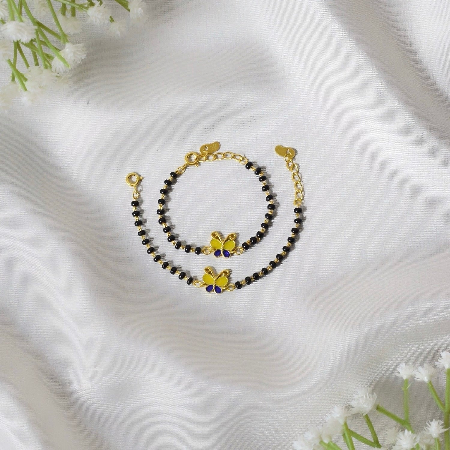 Butterfly Bliss Nazariya – Pure 925 Silver & Black Beads