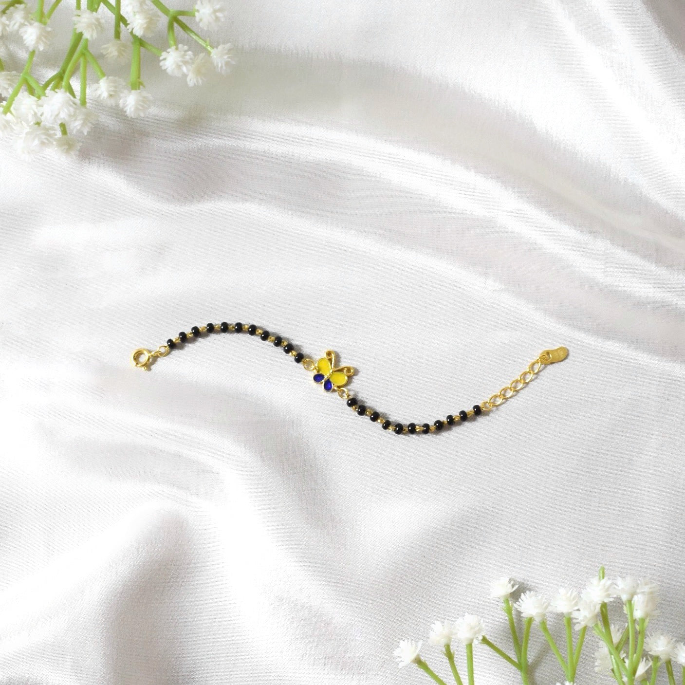 Butterfly Bliss Nazariya – Pure 925 Silver & Black Beads