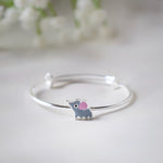 Dumbo Elephant Charm Bangles – Pure 925 Silver with Shining Stones (Set of 2)