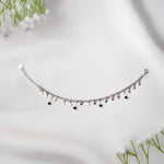 TaraTwinkle Silver Anklet – Hanging Stars & Black Beads for Kids
