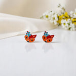 Cute Fox Silver Earrings for Kids