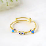 RoyalRide Bangle – 925 Silver Car & Crown Charm Kids Bangle