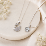 GracefulWings Duo – 925 Silver Swan Chain Pendant Set for Mother & Child