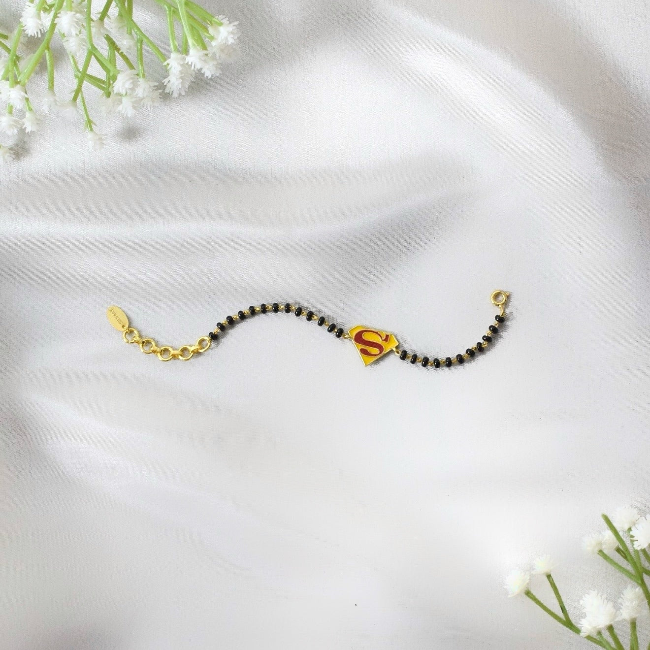 SuperShield Nazariya – 925 Silver Superman Charm with Black Beads