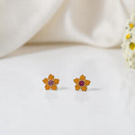 Yellow Flower Silver Earrings
