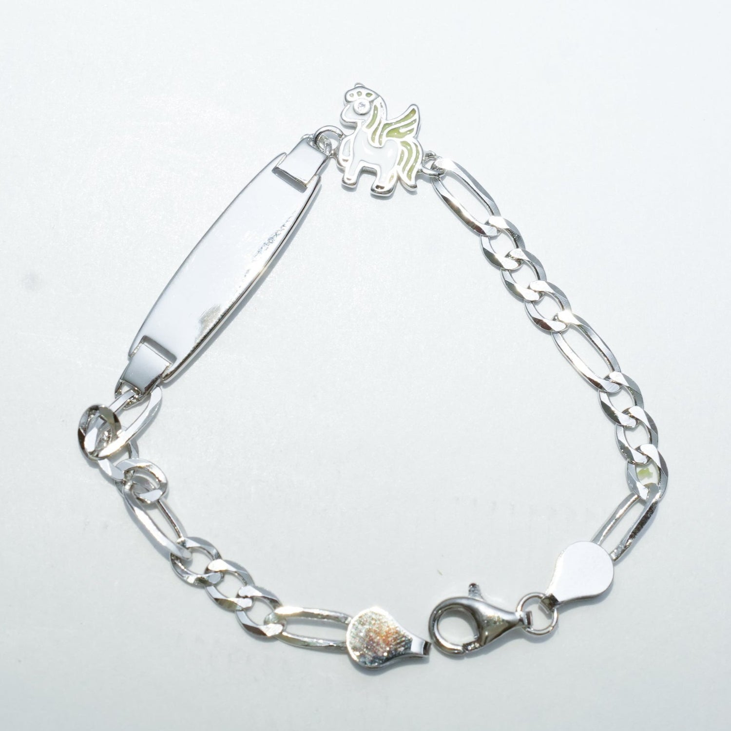 Silver Bracelet with White Unicorn Charm for Kids