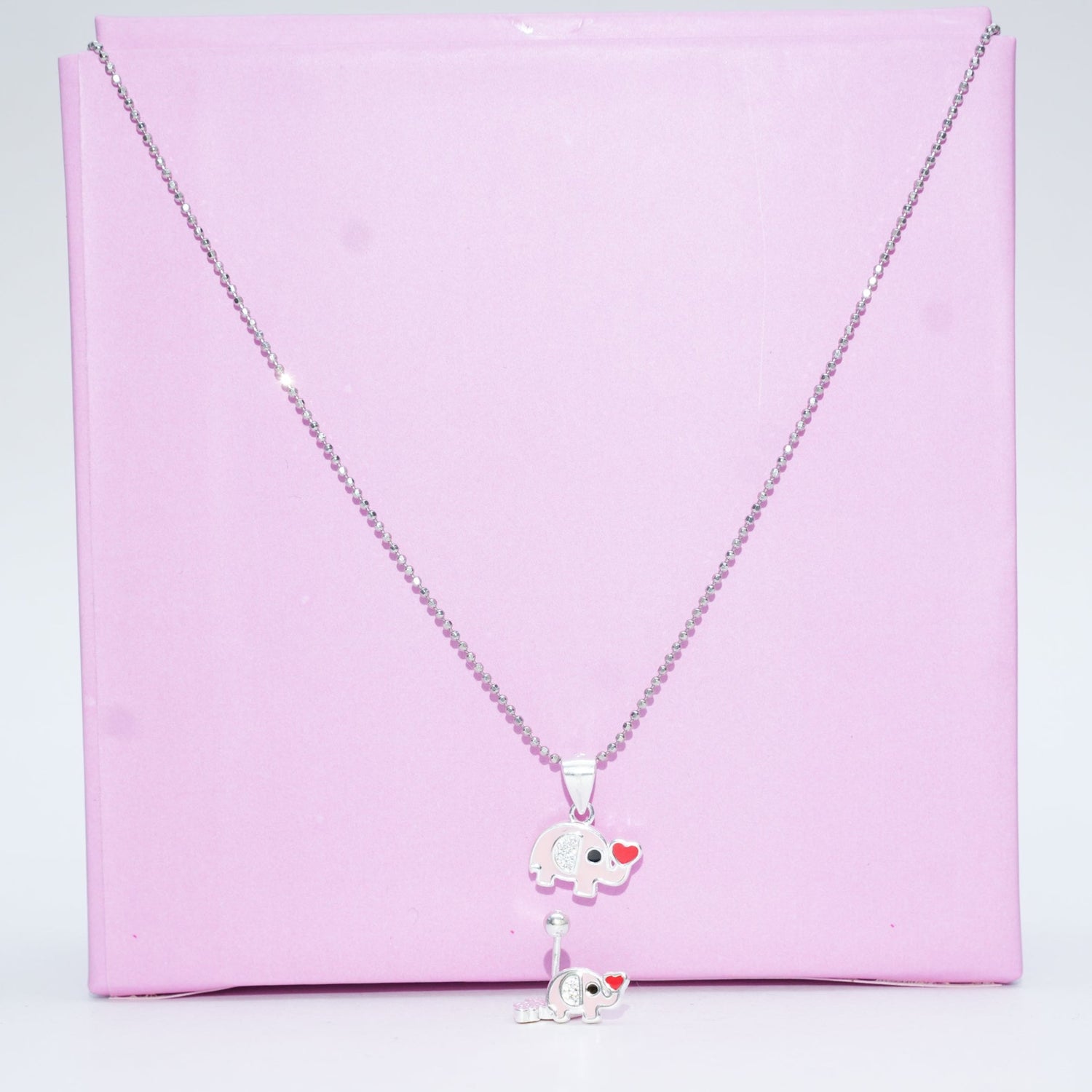 Pink elephant earing neckpiece set