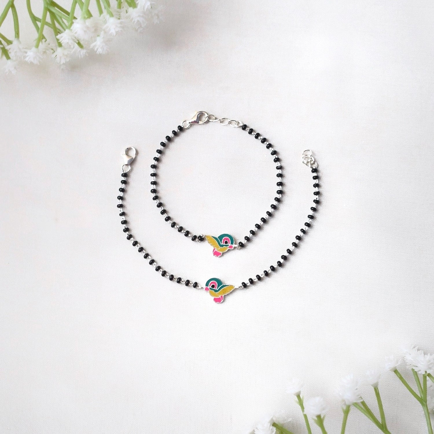 FlappyFly Nazariya Anklet Pair – 925 Silver Flying Bird Charm for Kids