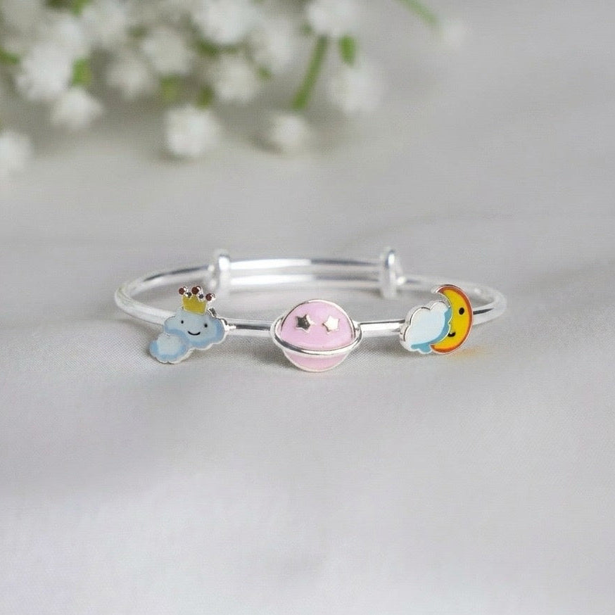 Little Planets Charm Bangles – Pure 925 Silver