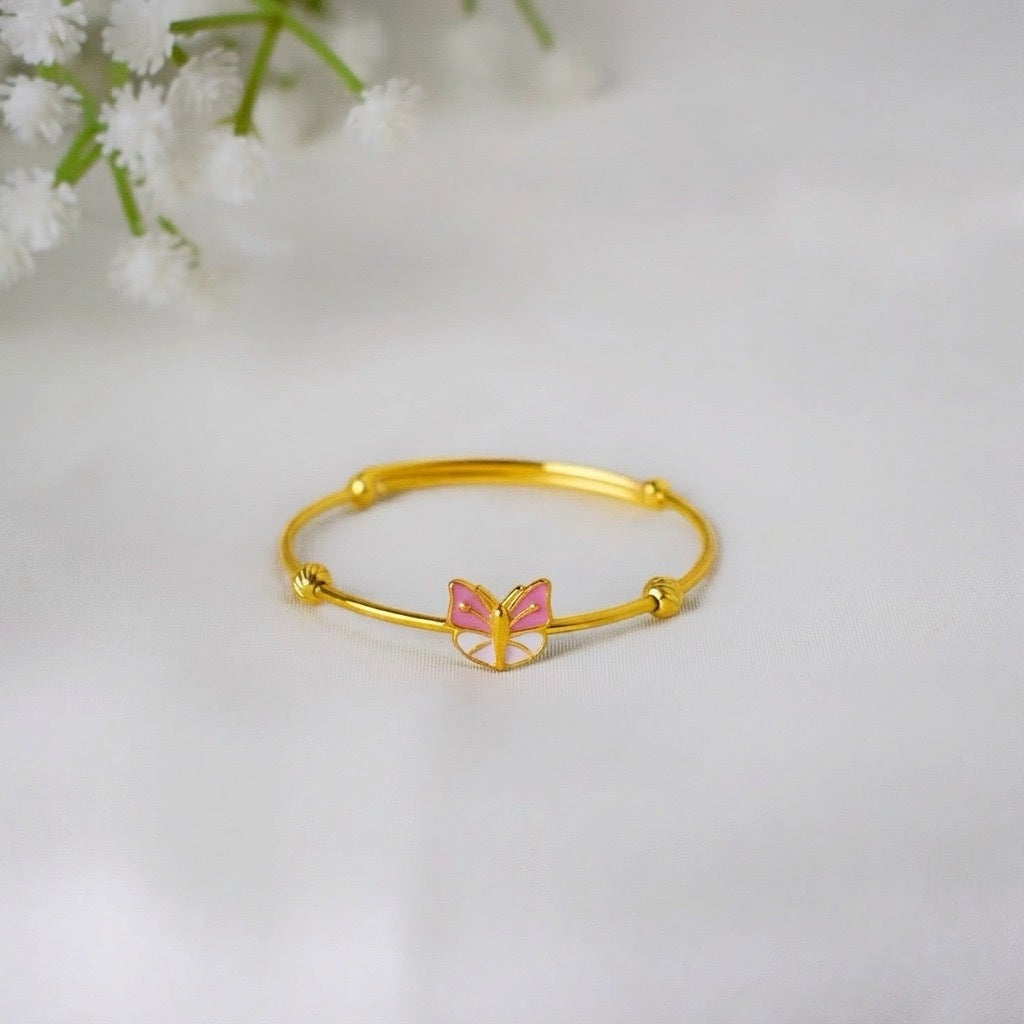 BlossomWings Bangle – 925 Silver Butterfly Charm Adjustable Kids Bangle