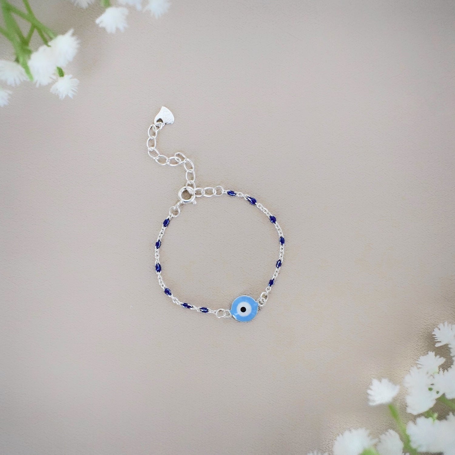 TwinNazar Duo Bracelet – 925 Silver Evil Eye Black Beads Bracelet Set for Mother & Kid