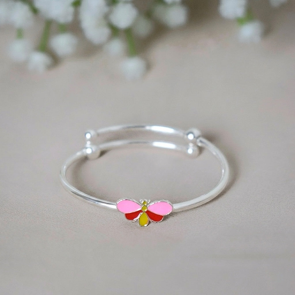 FlutterBloom Bangle – 925 Silver Butterfly Charm Kids Bangle