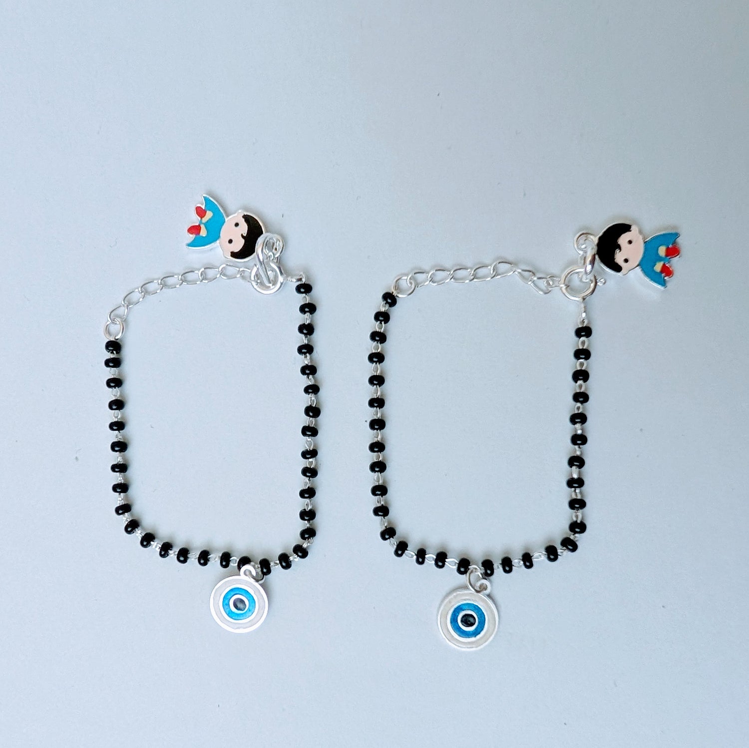 Little Hero Nazariya Bracelet – Pure 925 Silver & Black Beads