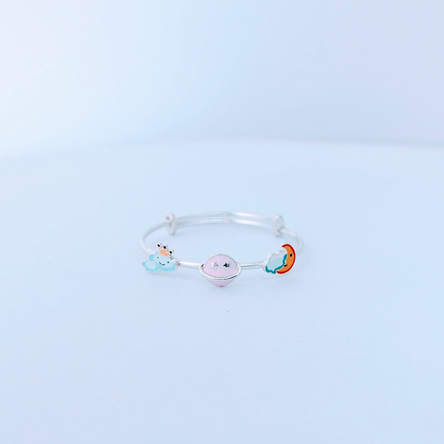 Little Planets Charm Bangles – Pure 925 Silver (Set of 2)