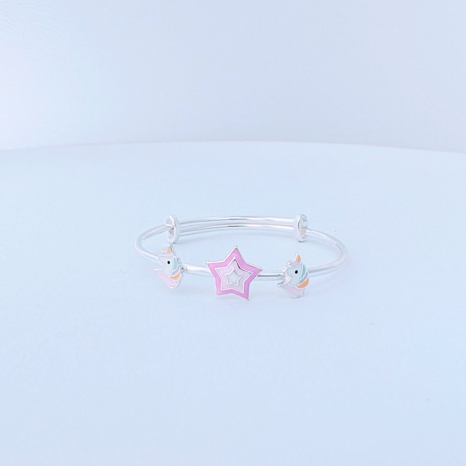 Magical Unicorn Charm Bangles – Pure Silver (Set of 2)