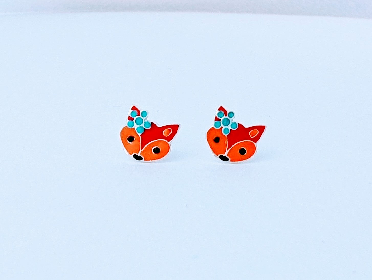 Cute Fox Silver Earrings for Kids