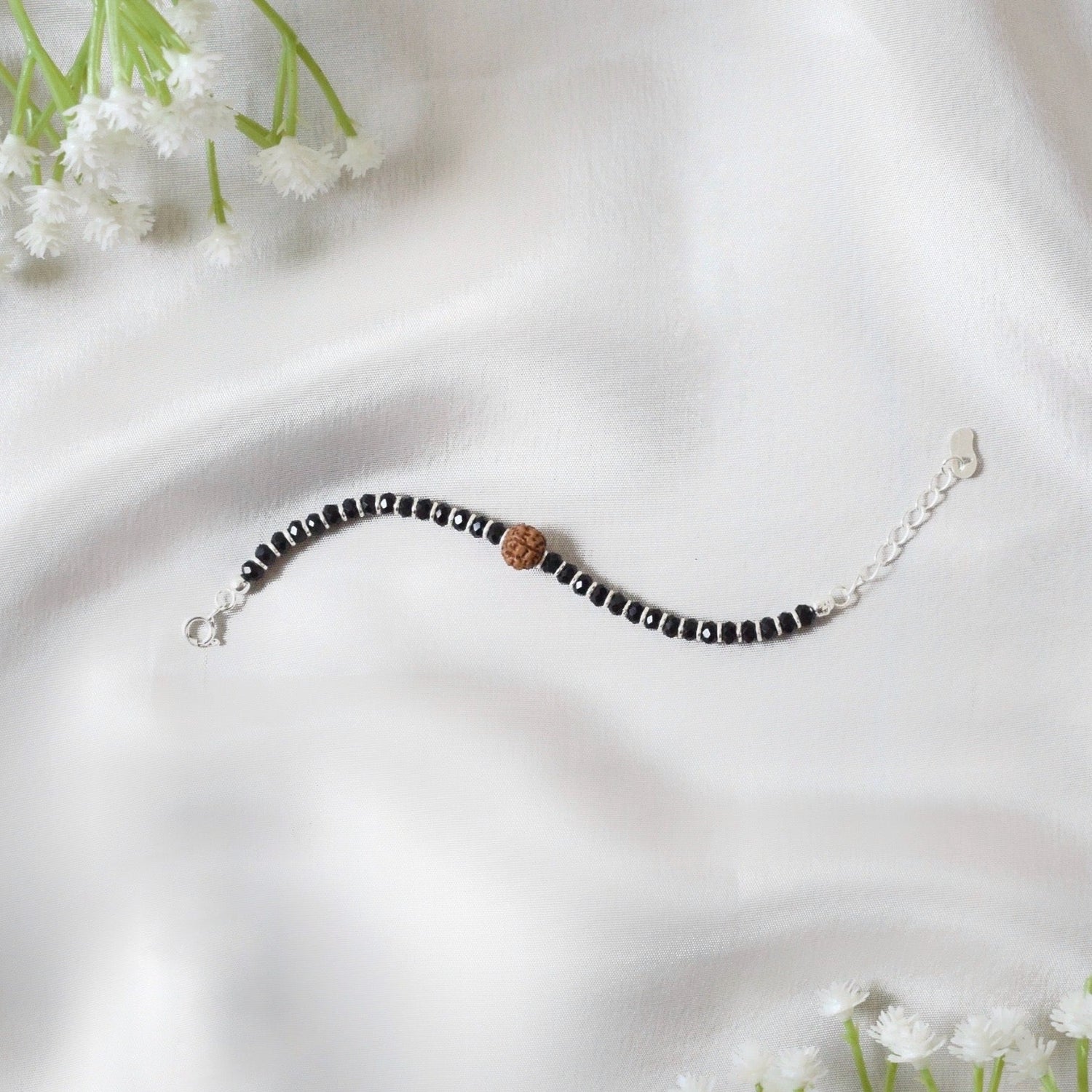 RudraRaksha Nazariya – Black Beads Bracelet with Sacred Rudraksh Charm