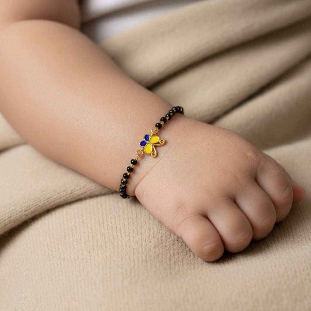 Butterfly Bliss Nazariya – Pure 925 Silver & Black Beads