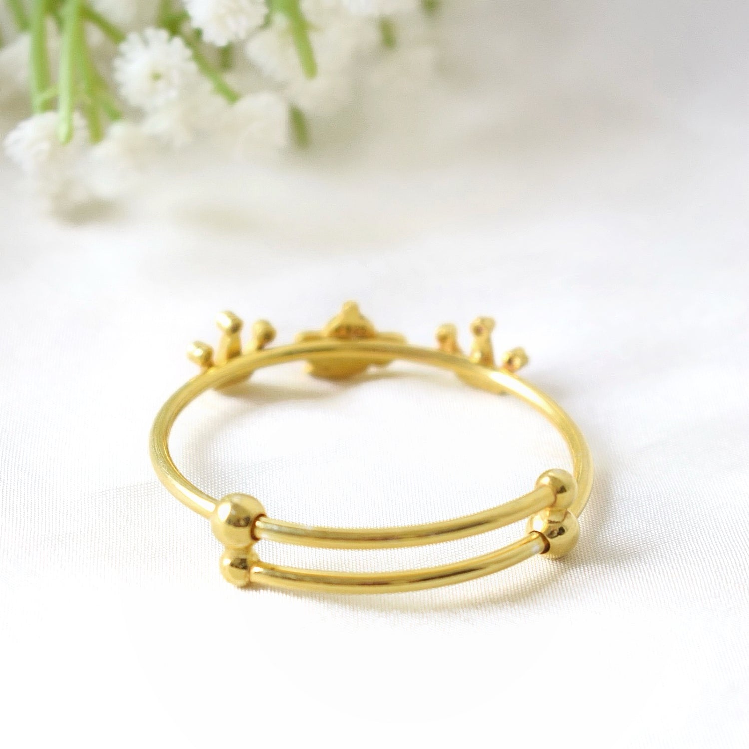 DivineGrace Bangle – 925 Silver Ganesha & Crown Charm Kids Bangle