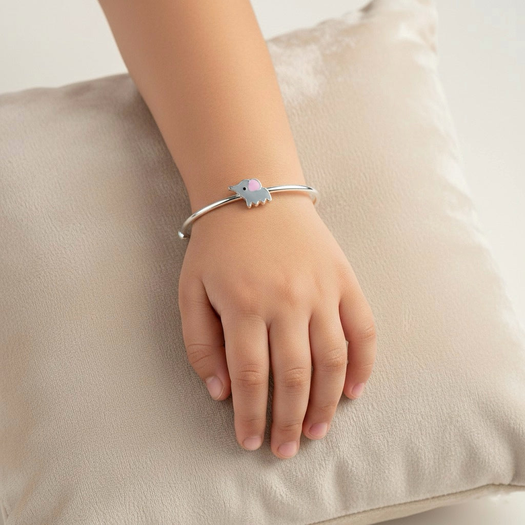 Dumbo Elephant Charm Bangles – Pure 925 Silver with Shining Stones