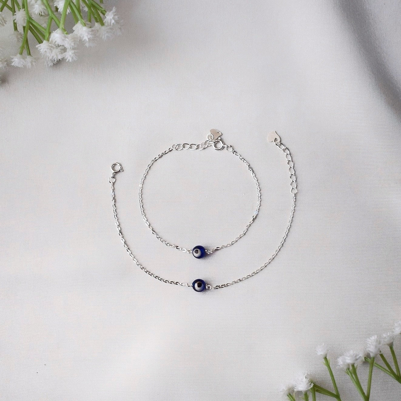 Aarza Evil Eye Silver Anklet – 925 Stylish Protection for Kids