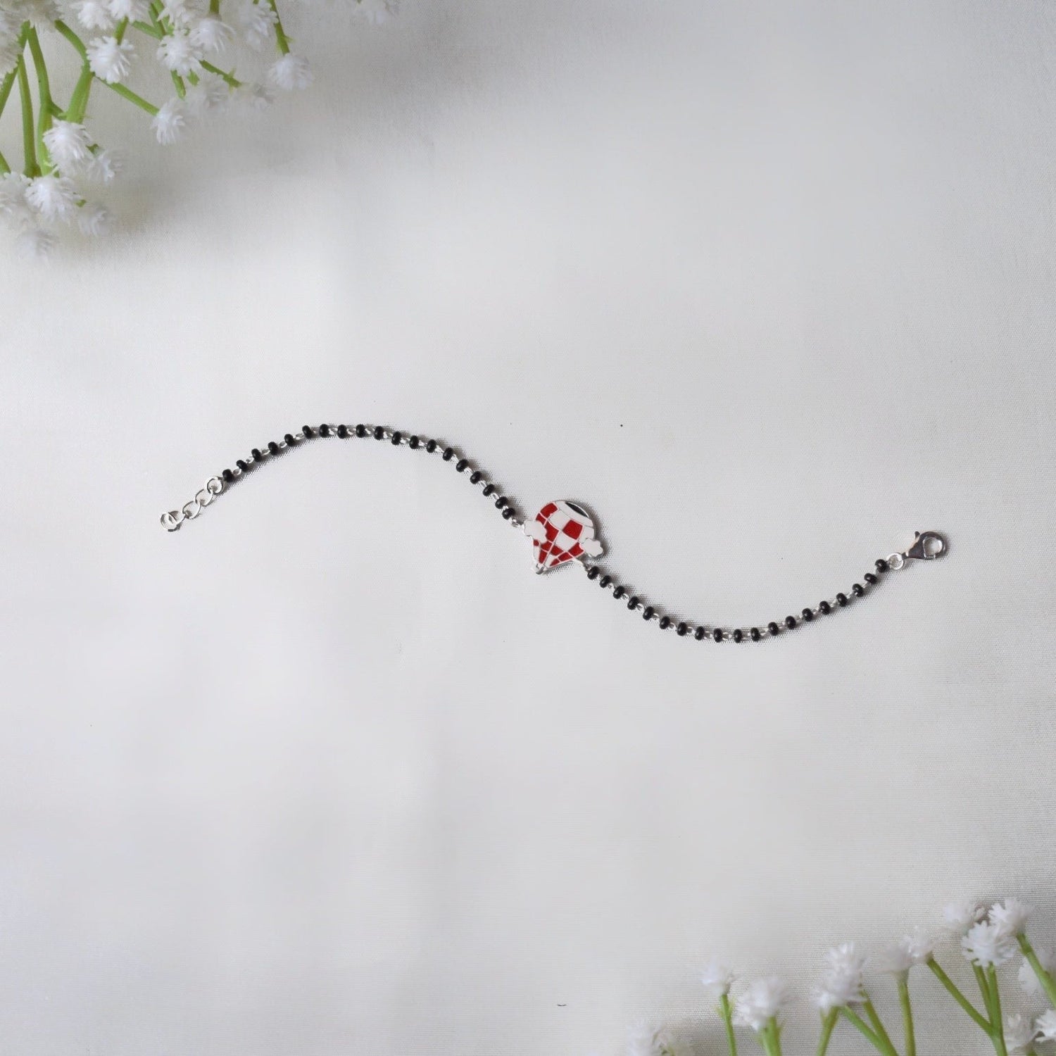 FlyTales Silver Anklet Pair – Balloon Nazariya for Kids