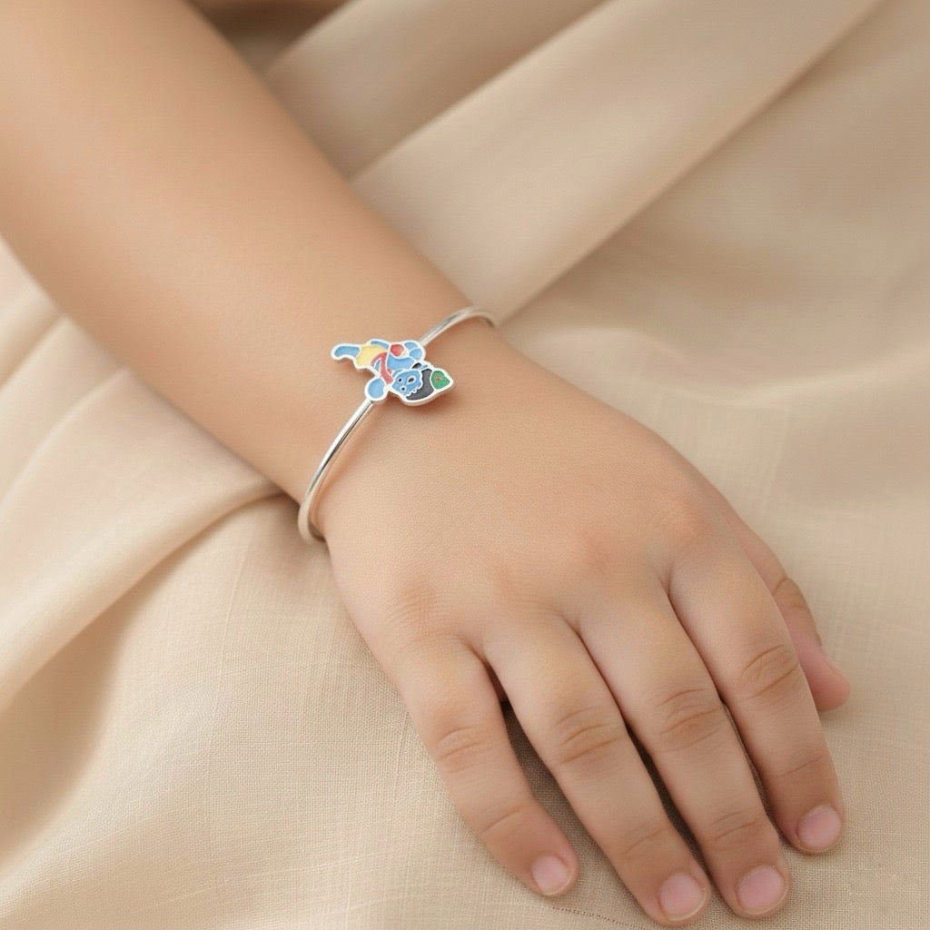 Divine Krishna Charm Bangles – Pure Silver (Set of 2)