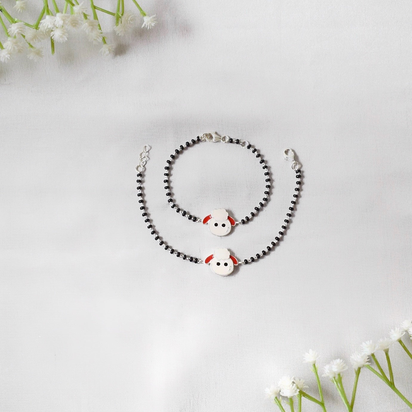 LambLuv Sheep Charm Anklet Pair – 925 Silver Nazariya for Toddlers