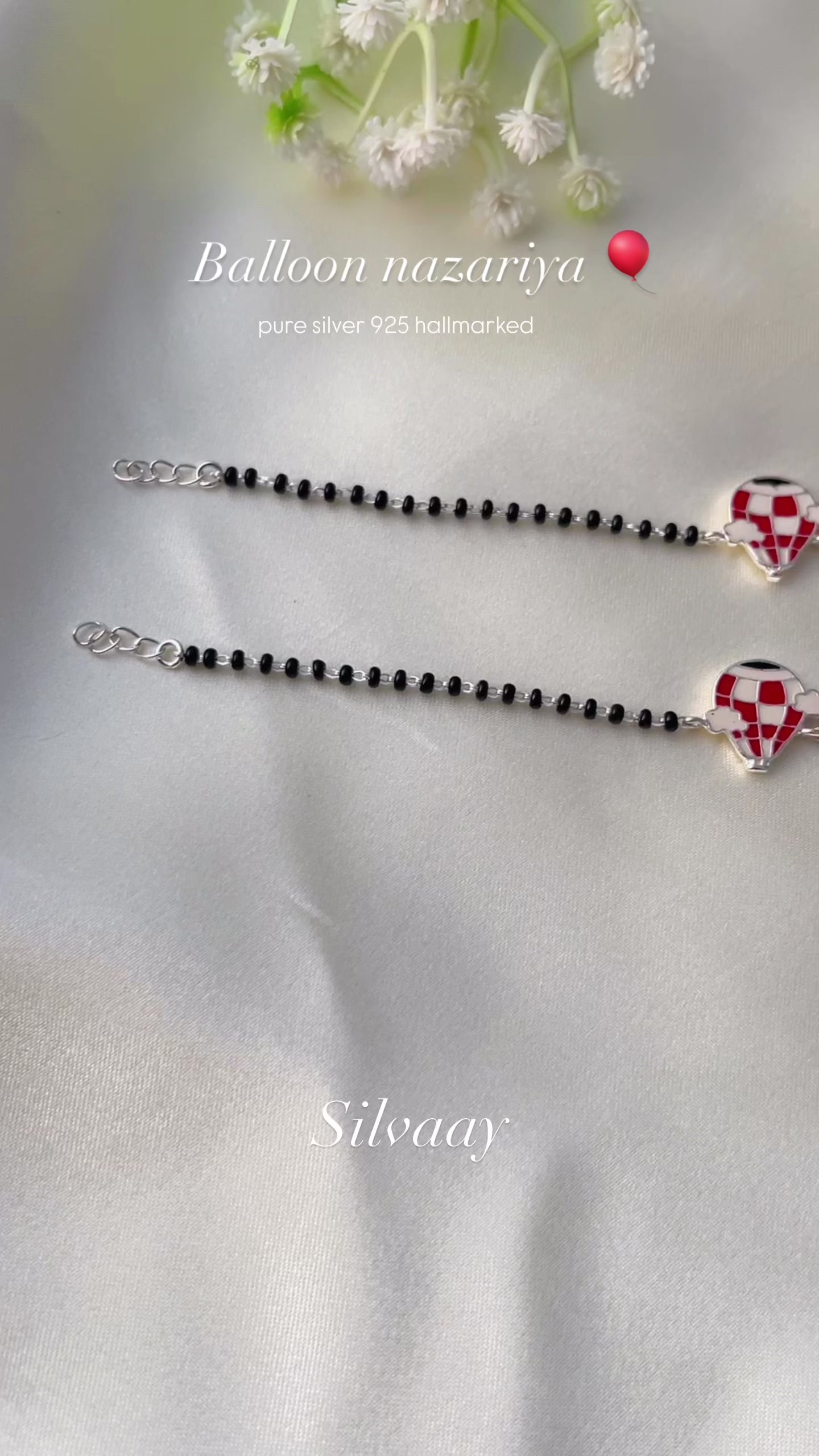 FlyTales Silver Anklet Pair – Balloon Nazariya for Kids