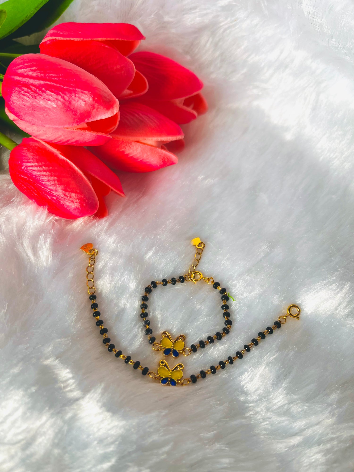 Butterfly Bliss Nazariya – Pure 925 Silver & Black Beads