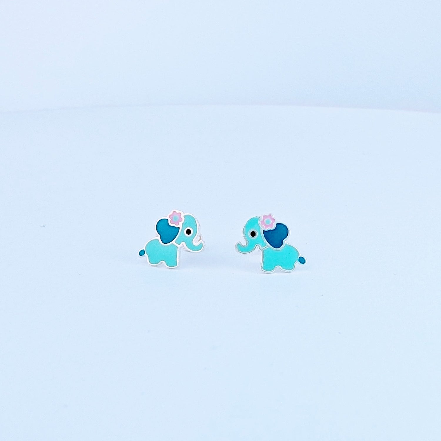 Blue Elephant Silver Earing