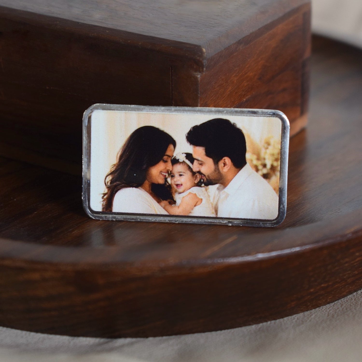 GoldenFrame Coin – Personalized Rectangle Photo Silver Coin
