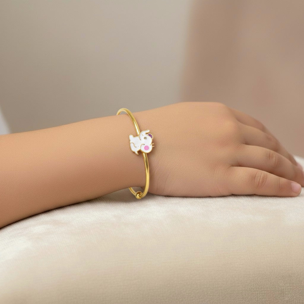 SnowTusks Bangle – 925 Silver White Elephant Charm Adjustable Baby Bangle