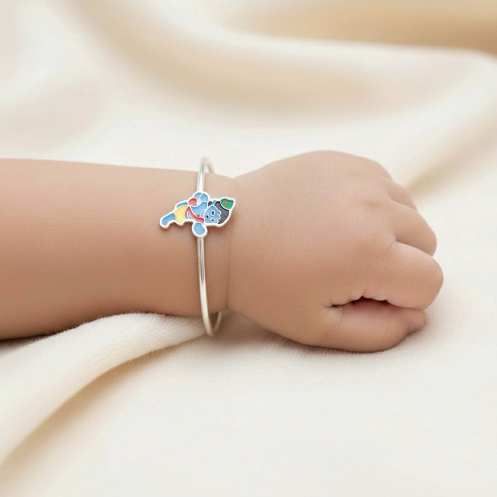 Divine Krishna Charm Bangles – Pure Silver (Set of 2)