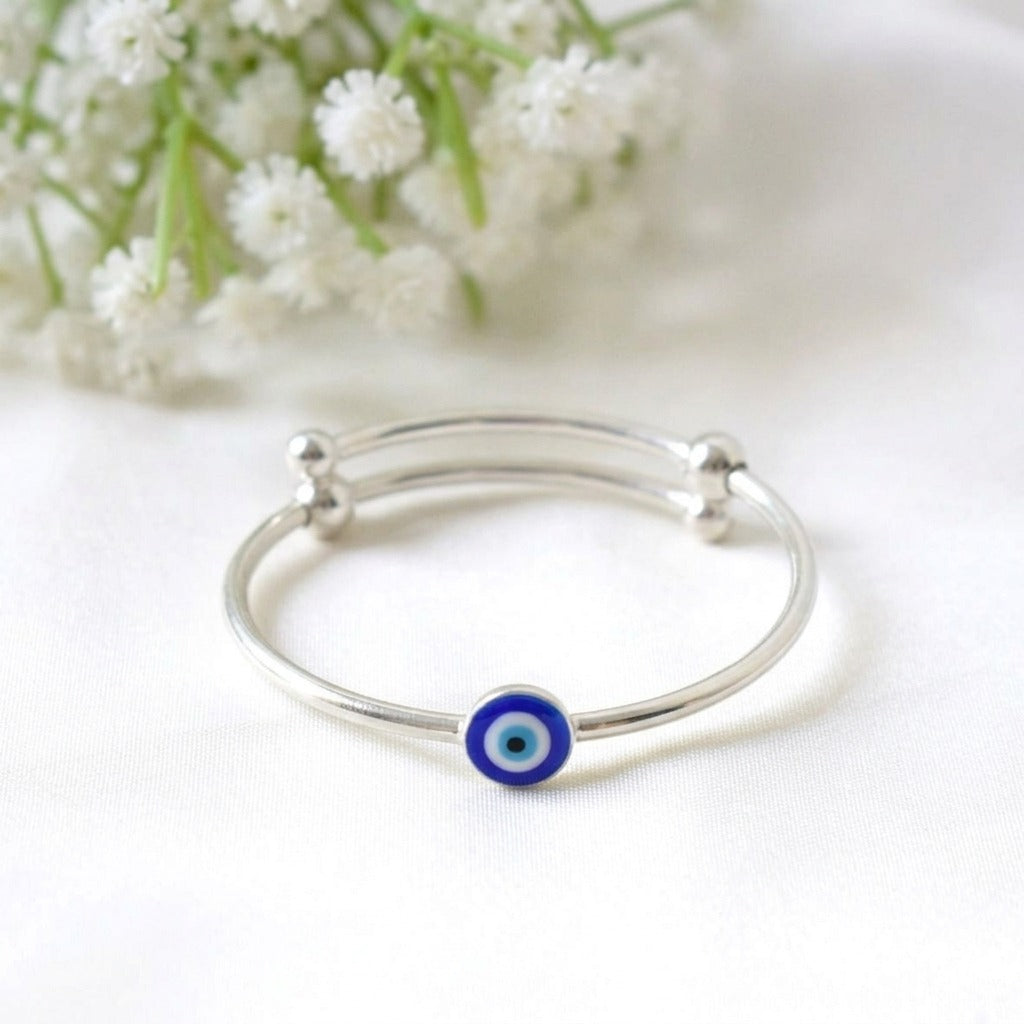 TruShield Bangle – 925 Silver Evil Eye Charm Adjustable Bangle
